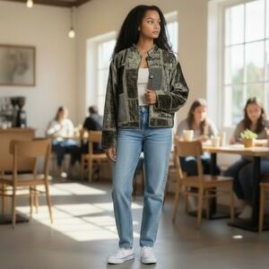 Flashback Patchwork Velvet Gray Textured Blazer Retro Castlecore Medival S